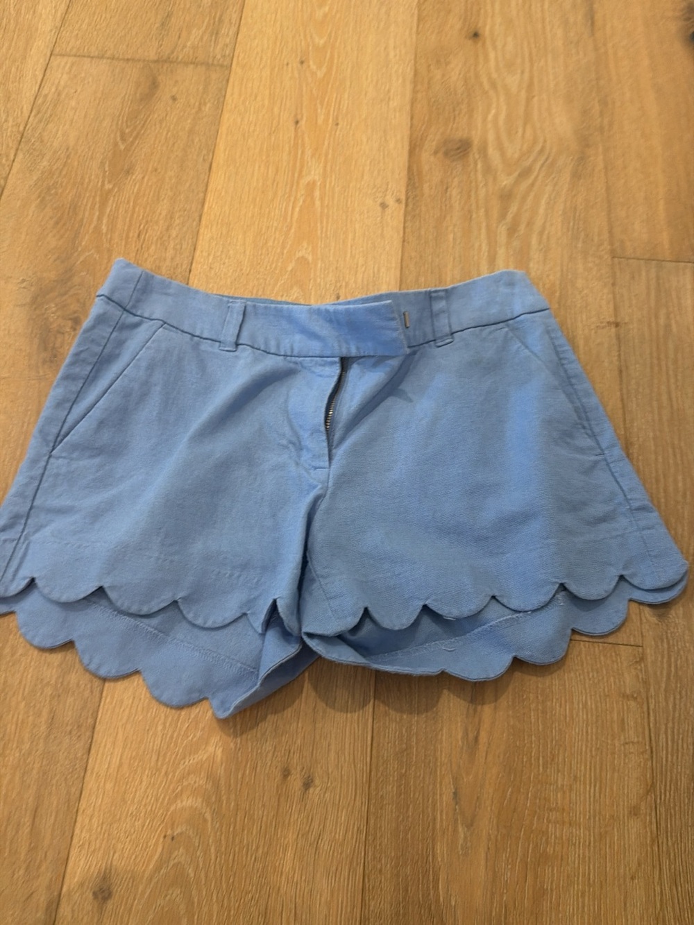 J. Crew Factory Sky Blue Scalloped High Waist Shorts